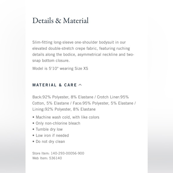 NWT ABERCROMBIE Black Crepe One Shoulder One Sleeve Bodysuit size Small - Picture 8 of 14